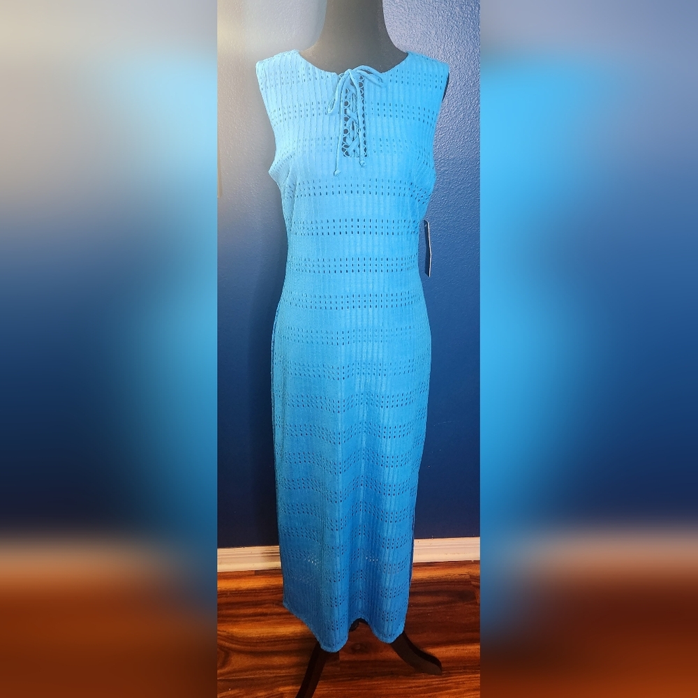 Stella & Julie Crochet Maxi Dress in Aqua Sizes M & XL
